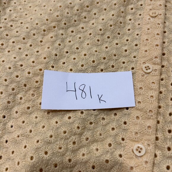 Studio M Yellow Eyelet 3/4 Sleeves Button-Up Blouse Size L Breezy Lightweight - Picture 9 of 10